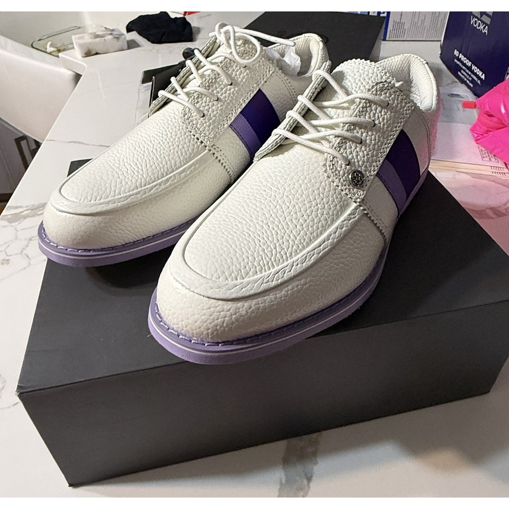 G FORE Golf Shoes Women's Sz 7.5 Grosgrain Brogue Gallivanter New Snow/ Amethyst